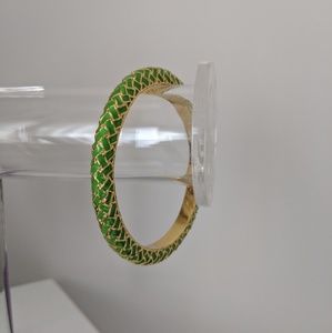 Lilly Pulitzer Green and Gold Basket Weave Bangle